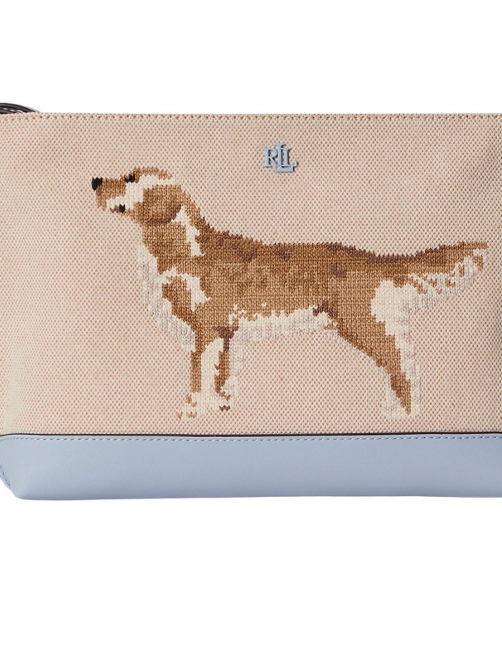 Embroidered Golden Retriever Large Canvas Pouch